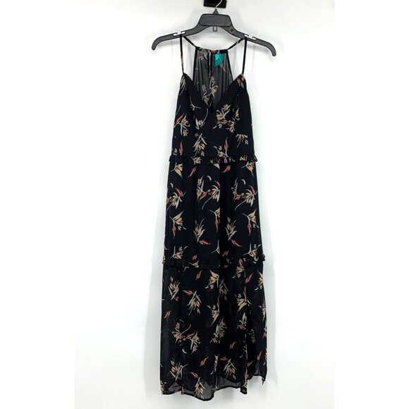 OP Ocean Pacific Dress Maxi Black Floral Print Sleeveless V Neck - Picture 1 of 9